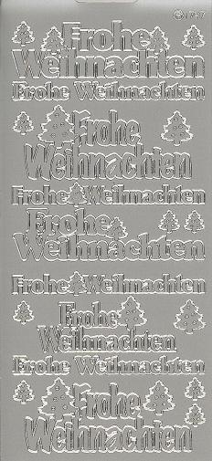 Konturensticker silber, Spruch Frohe Weihnachten, divers